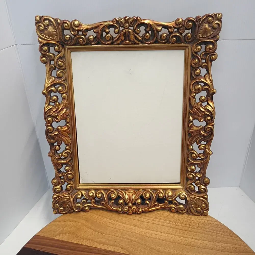 Antique Gold Tone Frame Victorian Baroque Art Nouveau Vintage 13x11 OD 9x7 ID